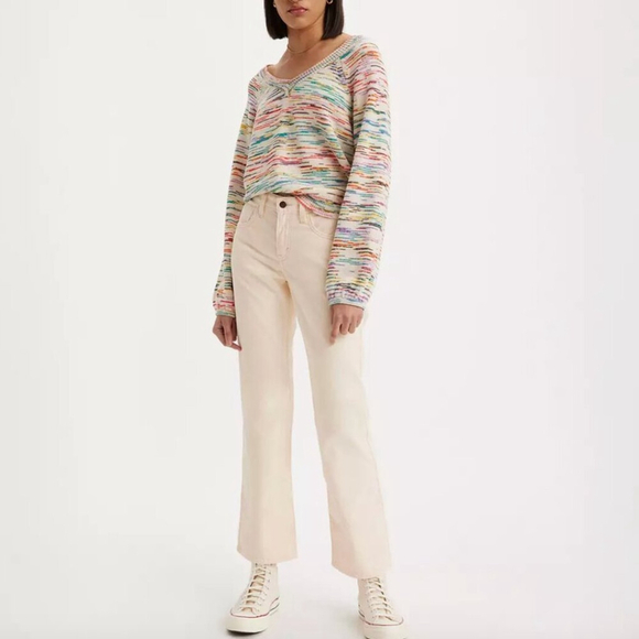 Levi's Pants - Levis Middy Ankle Bootcut Corduroy Jeans Pants Cream Casual Neutral Size 24